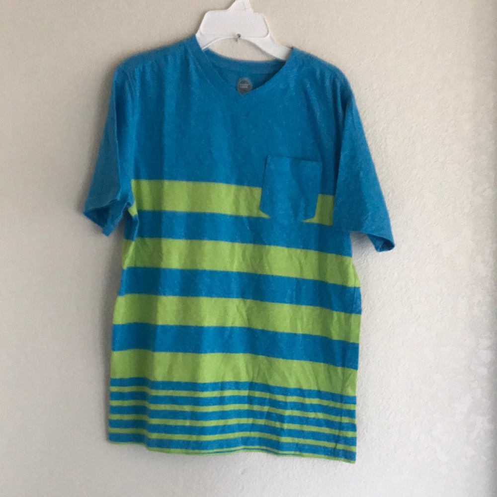 Wonder nation Boyś Blue and Green Striped Kids Shirt Size XXL/2XG (18)